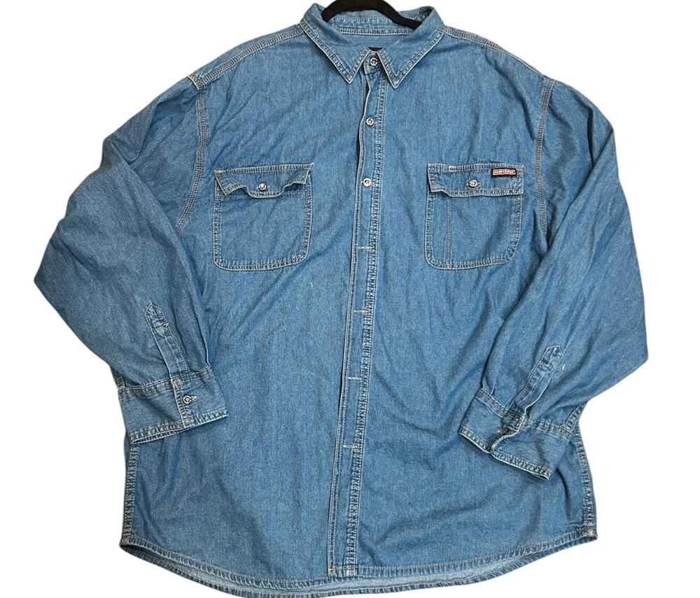 Vintage Craftsman Denim Work Shirt Men's 2XL Button Front Long Sleeve Utility